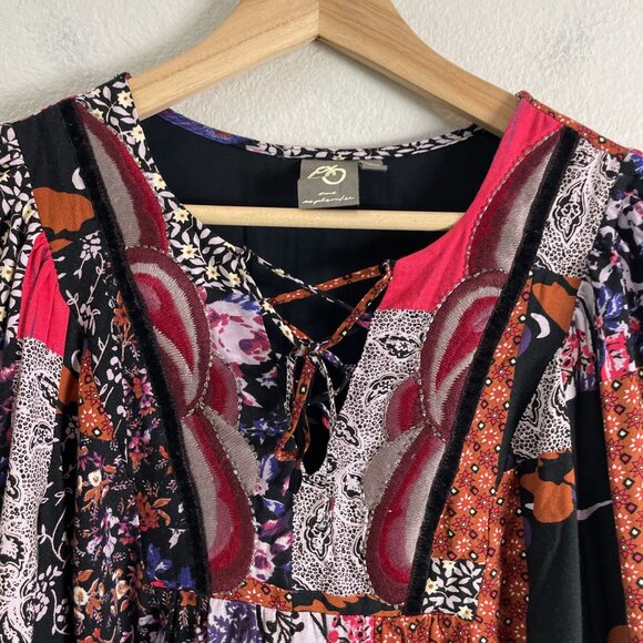 Anthropologie One September Womens Small Arcata Patchwork Dress Long Sleeve - Picture 7 of 10